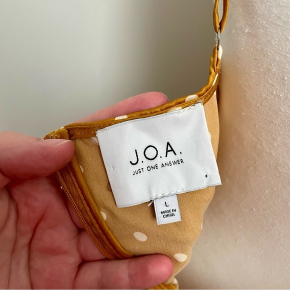 Anthropologie J.O.A Just One Answer Josie Polka Dot Slip Dress Gold Size Large - Picture 10 of 12